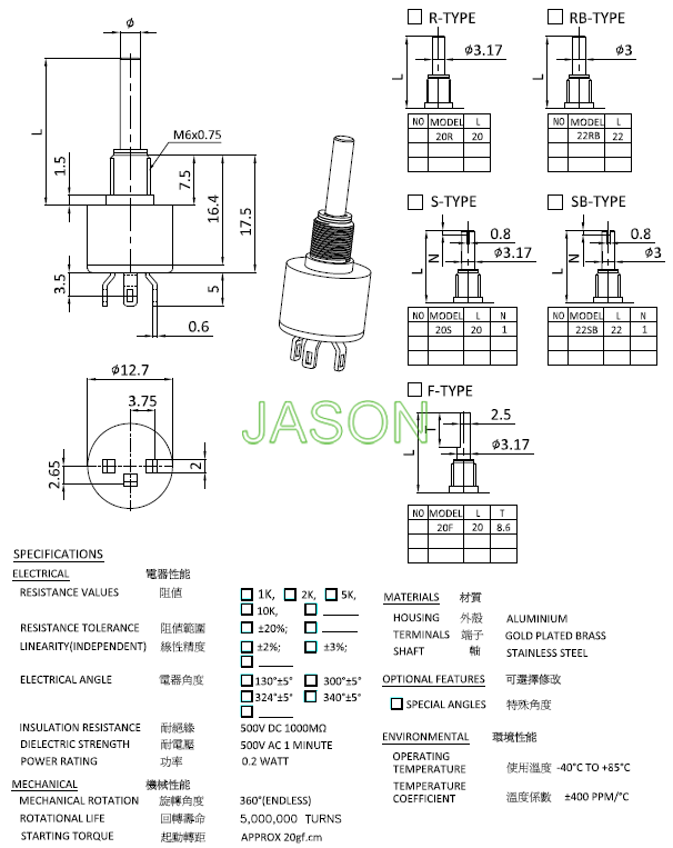 导电塑料传感器WDJ13D